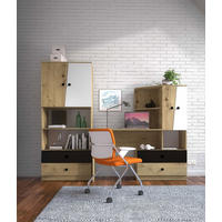 ARBEITSZIMMER-SET Nero artisan eiche / weiß schwarz Hochglanz 2-teilig - Schwarz Hochglanz/Eichefarben, Holz/Holzwerkstoff (230/190/50cm) - Feldmann-Wohnen