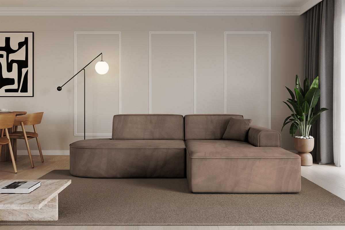 ECKSOFA Ottomane Rechts IREA-L1-v3 - 232x165x77 cm Braun - Braun, Holzwerkstoff/Textil (232/165cm) - ALTDECOR