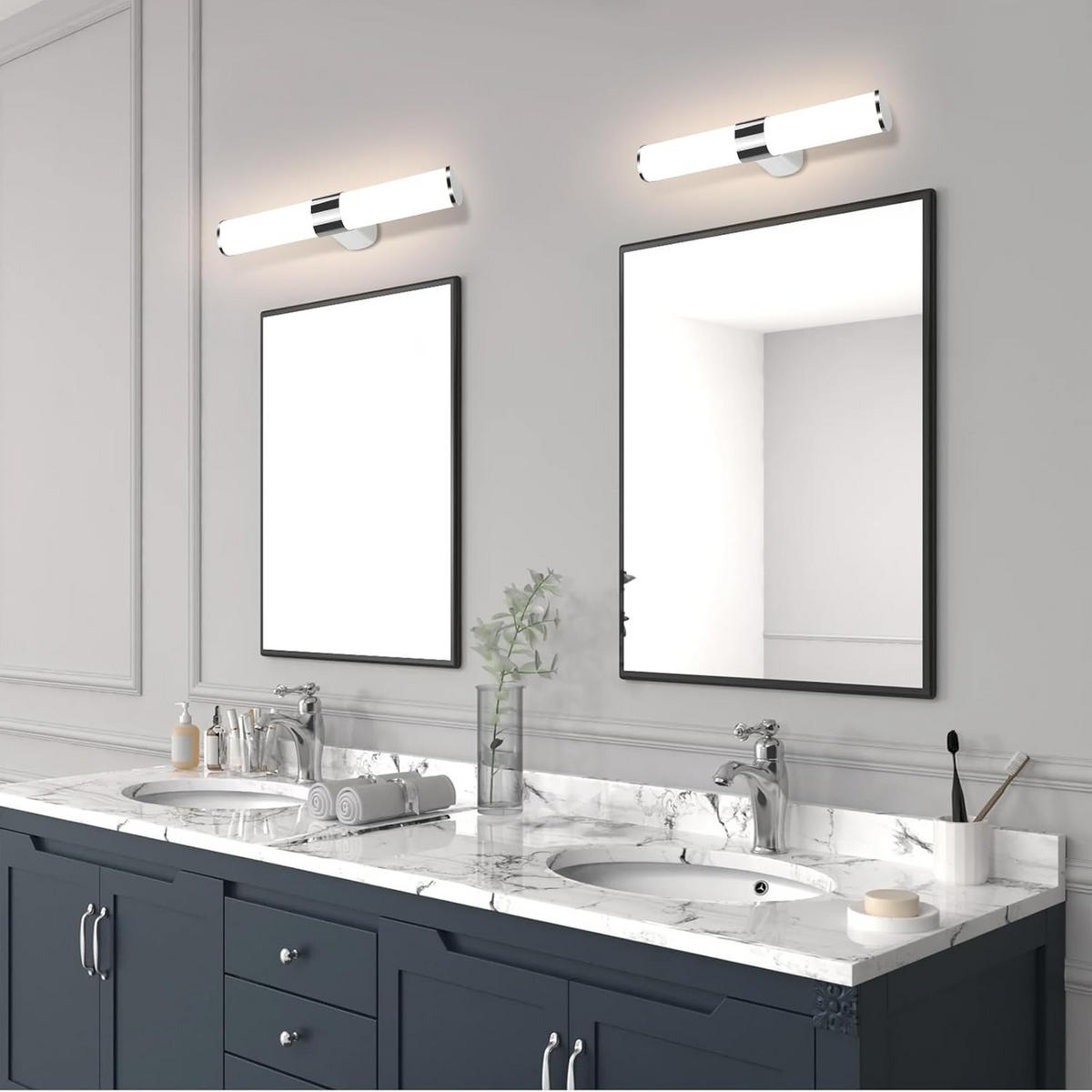 SPIEGELLEUCHTE Flackeris 12.8/6.8/40.0 cm - Weiß, Kunststoff (12.8/6.8/40cm) - ZMH