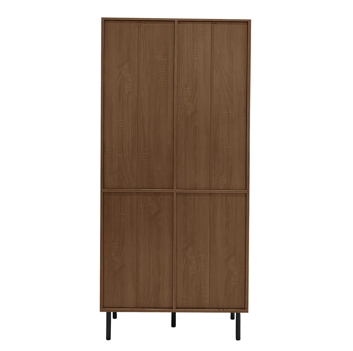 VITRINENSCHRANK aus MDF mit Glasfront und 4 Schubladen Nussbaumfarben - Walnussfarben, Holzwerkstoff (75.5/164.5/35cm) - Modenvie