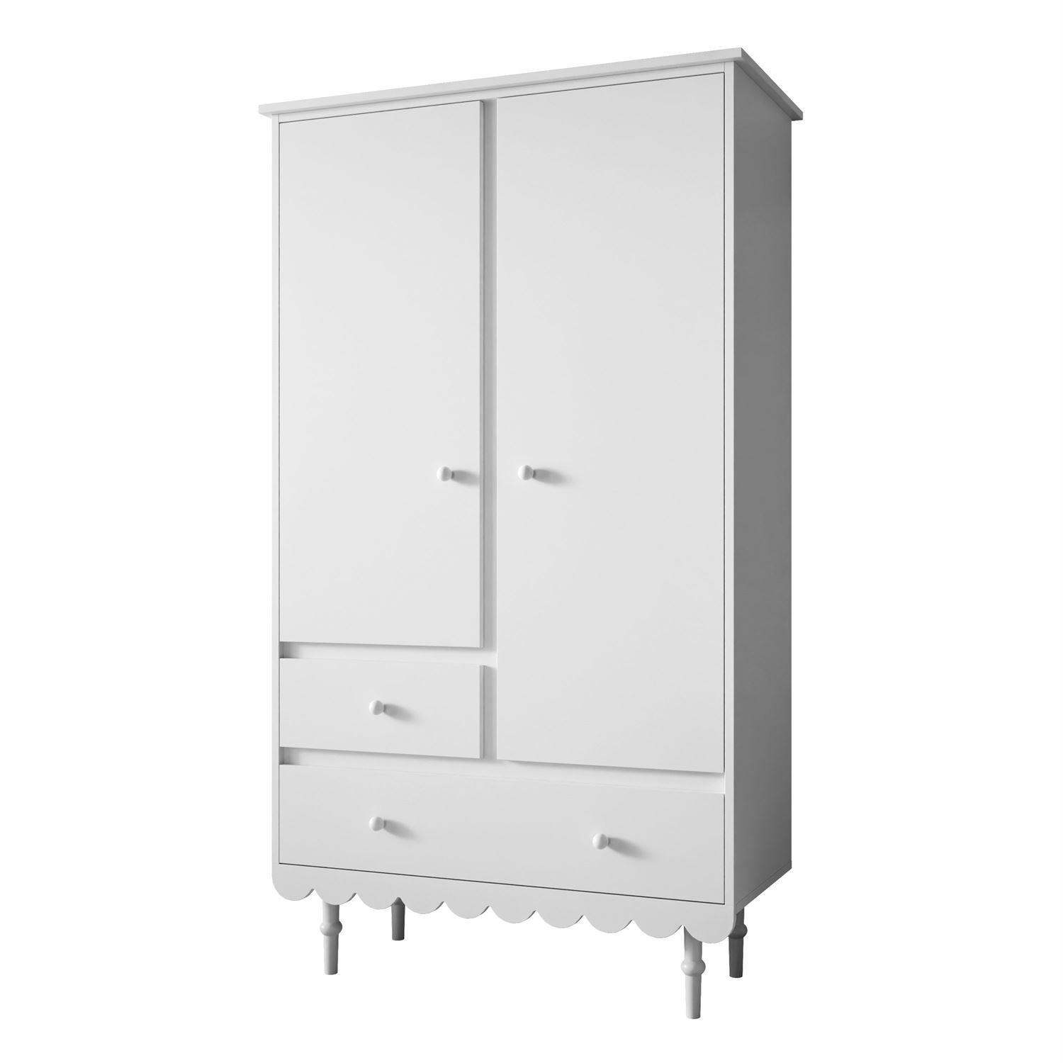 KLEIDERSCHRANK Zweitüriger BABUSHKA, Weiß - Weiß, Holzwerkstoff (104/183/50cm)