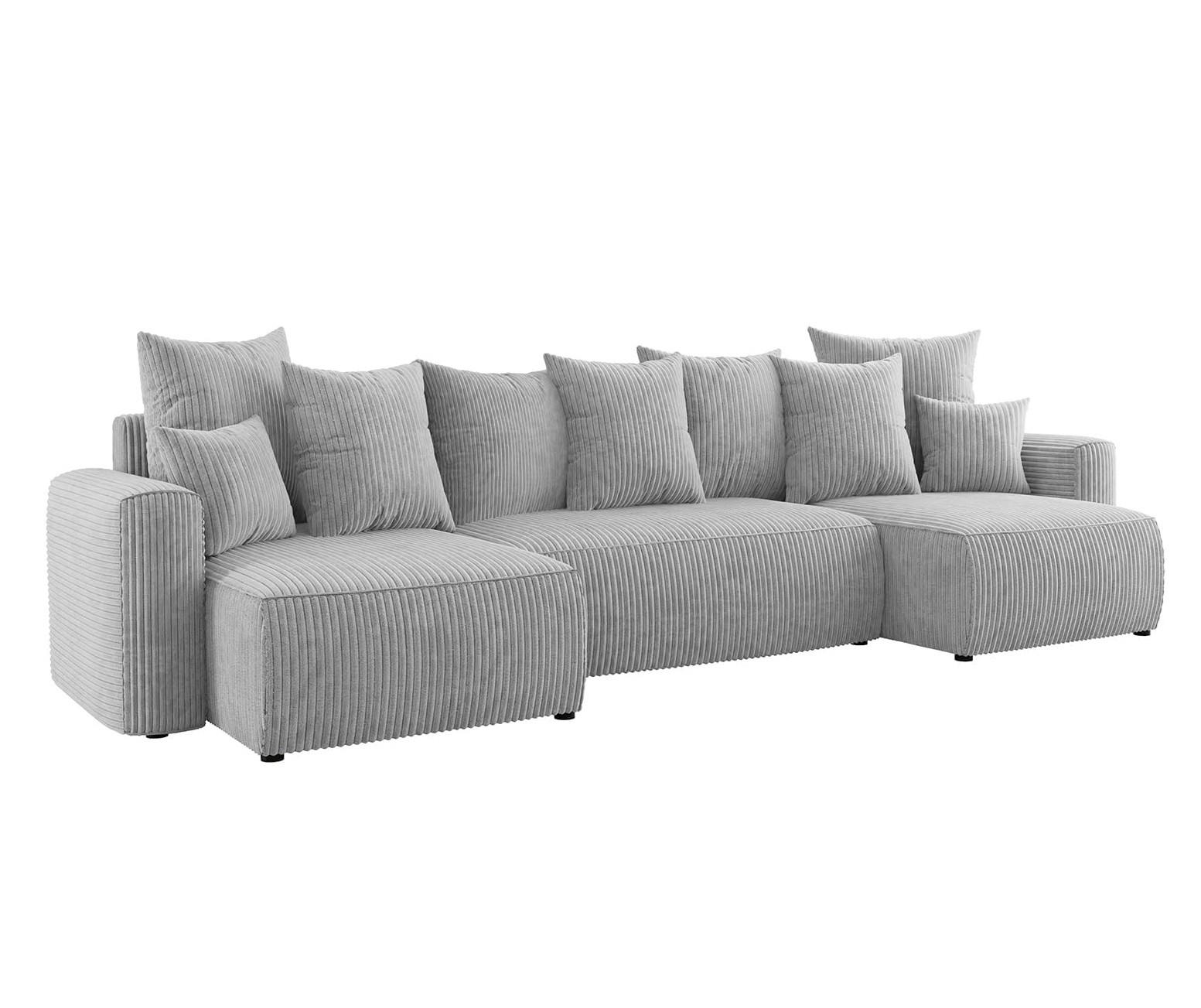 ECKSOFA DAVE U - Hellgrau/Schwarz, Holzwerkstoff (312/142cm) - Meblini