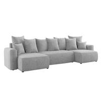 ECKSOFA DAVE U - Hellgrau/Schwarz, Holzwerkstoff (312/142cm) - Meblini