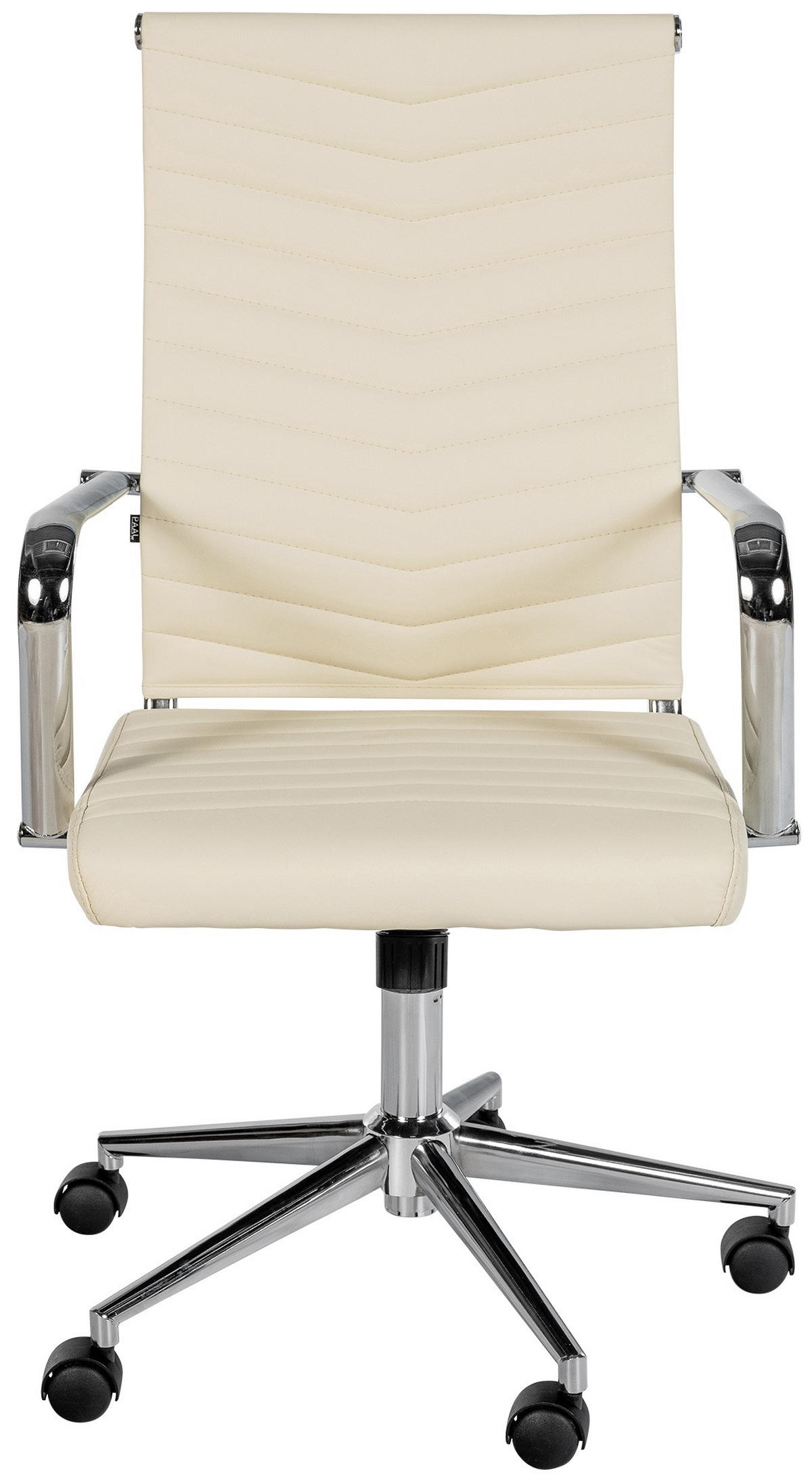 DREHSTUHL Lederlook Creme - Chromfarben/Creme, Textil/Metall (57/100/60cm) - CLP