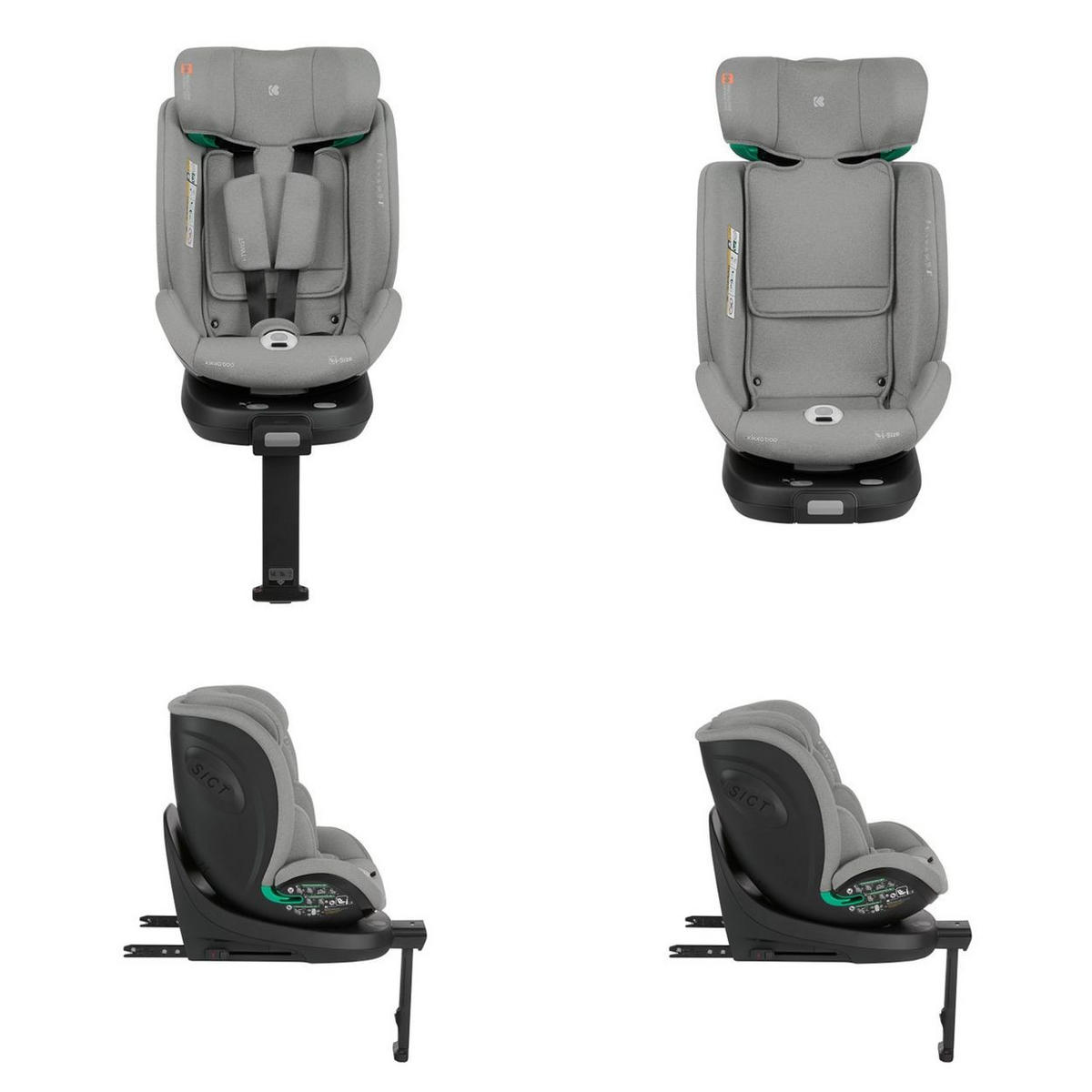 KINDERSITZ i-Twist i-Size hellgrau (40-150 cm) Gruppe 0+/1/2/3 Stützbein Isofix - Grau, Kunststoff (43/62/55cm) - Kikka boo