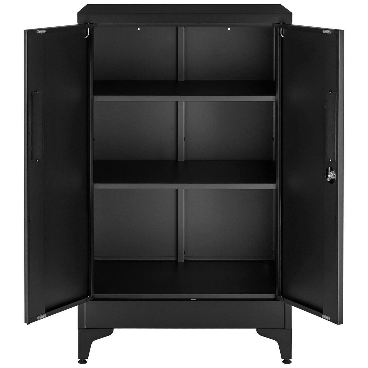 AKTENSCHRANK Blake, Kippschutz, höhenverstellbare Füße, schwarz - Schwarz, Metall (60/100/40cm) - tectake