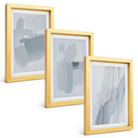 BILDER SET 3er Set - 20x30 cm Goldrahmen - Abstrakte Aquarellkunst - Goldfarben, Kunststoff (20/30cm) - TULUP