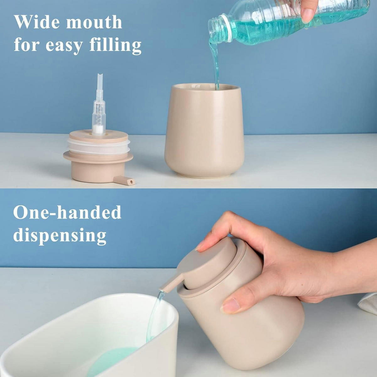 SEIFENSPENDER Keramik Khaki 350ml - Olivgrün, Keramik (9/12/9cm)
