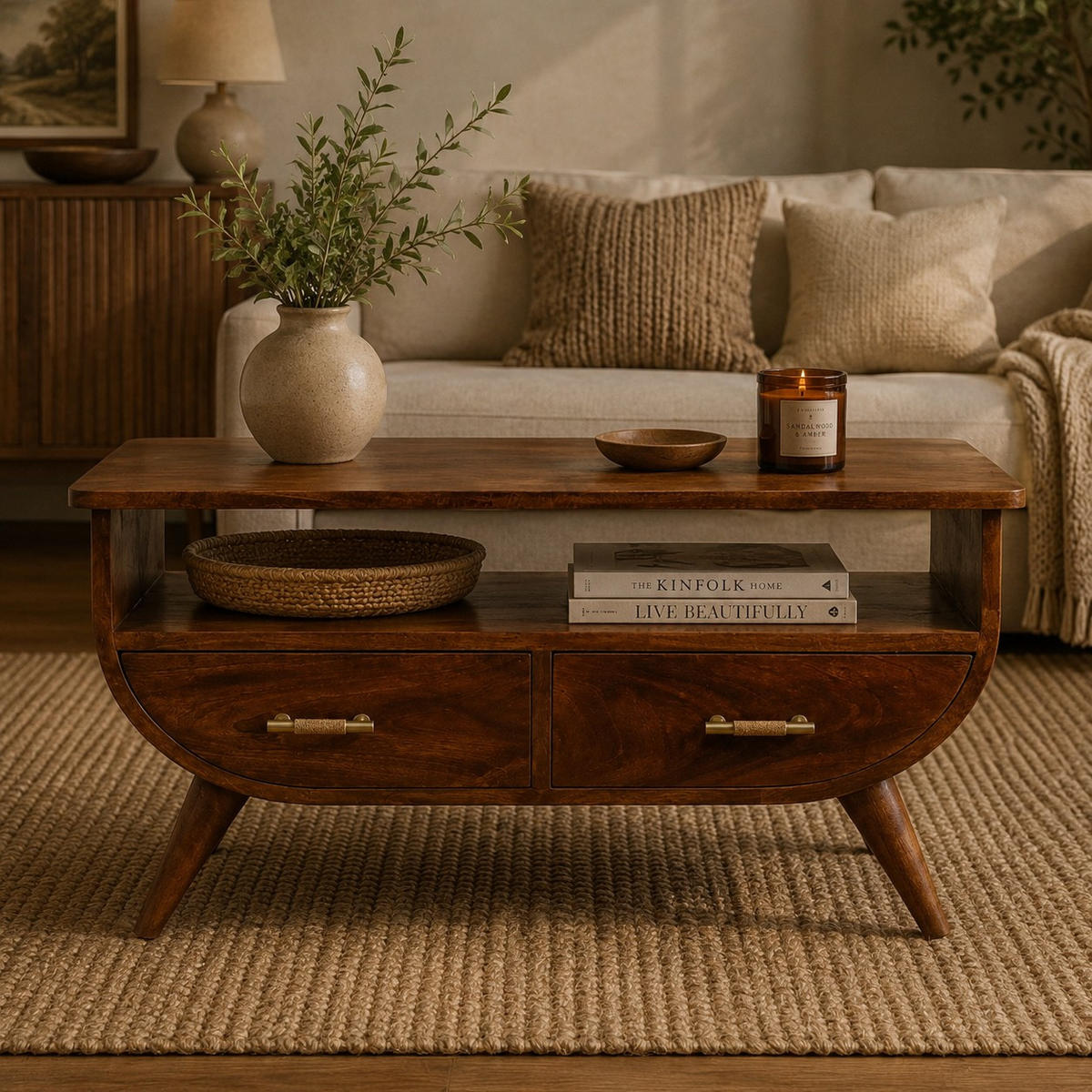 AGRA KLUBSKA MIZICA - hnedá, drevo (80/55/47cm) - Artisan Furniture