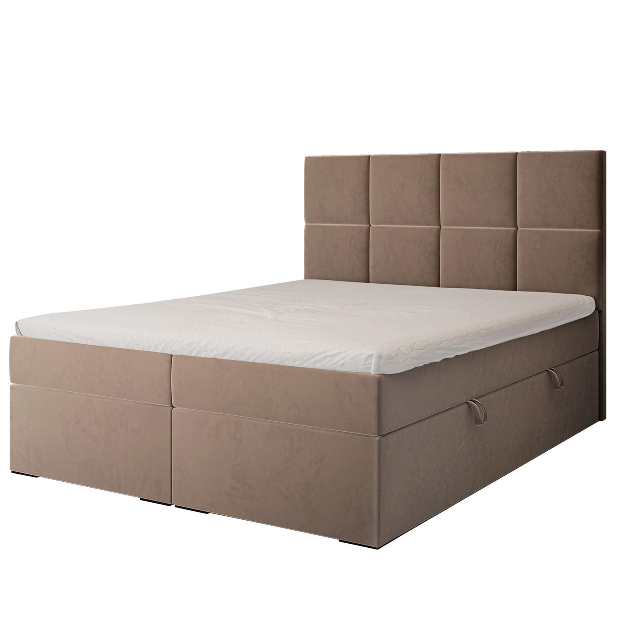 BOXBETT 120x200 cm mit Topper - Braun, Textil (120/200cm) - Idohome