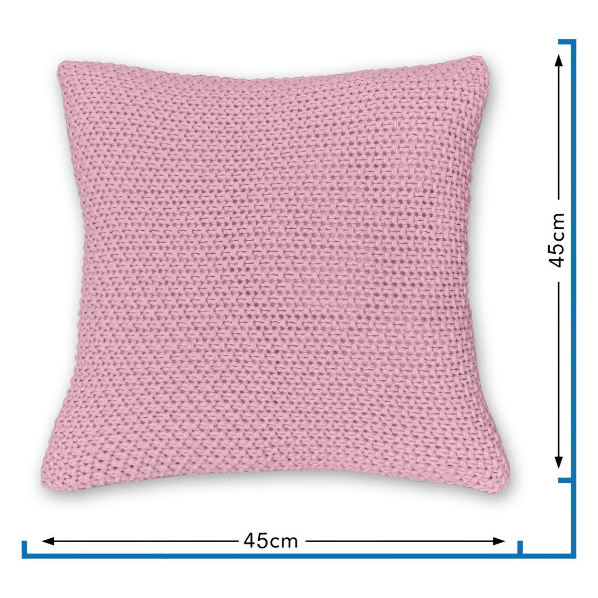 KISSENHÜLLE 2er Set Strick rosa 45/45 cm mit Reißverschluss - Pink, Textil (45/45cm) - wometo