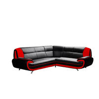 ECKSOFA L-Form, Stoff Soft, Schwarz + Rot, Rechts, Palermo - Schwarz, Holz (240/210cm) - Kaiser Möbel