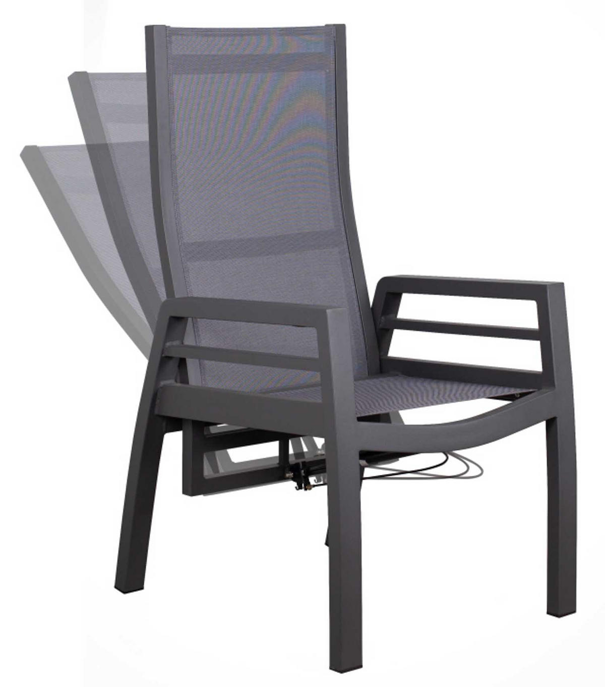 RELAXSESSEL Merida Alu/Textilene inkl. Kissen anthrazit - Grau, Metall (78/122/62cm) - Mr. Deko