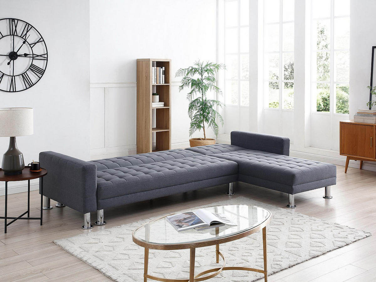 SCHLAFSOFA - 5 Personen - Stoff - Grau - - Grau, Textil (290/79/173cm) - Vente-Unique