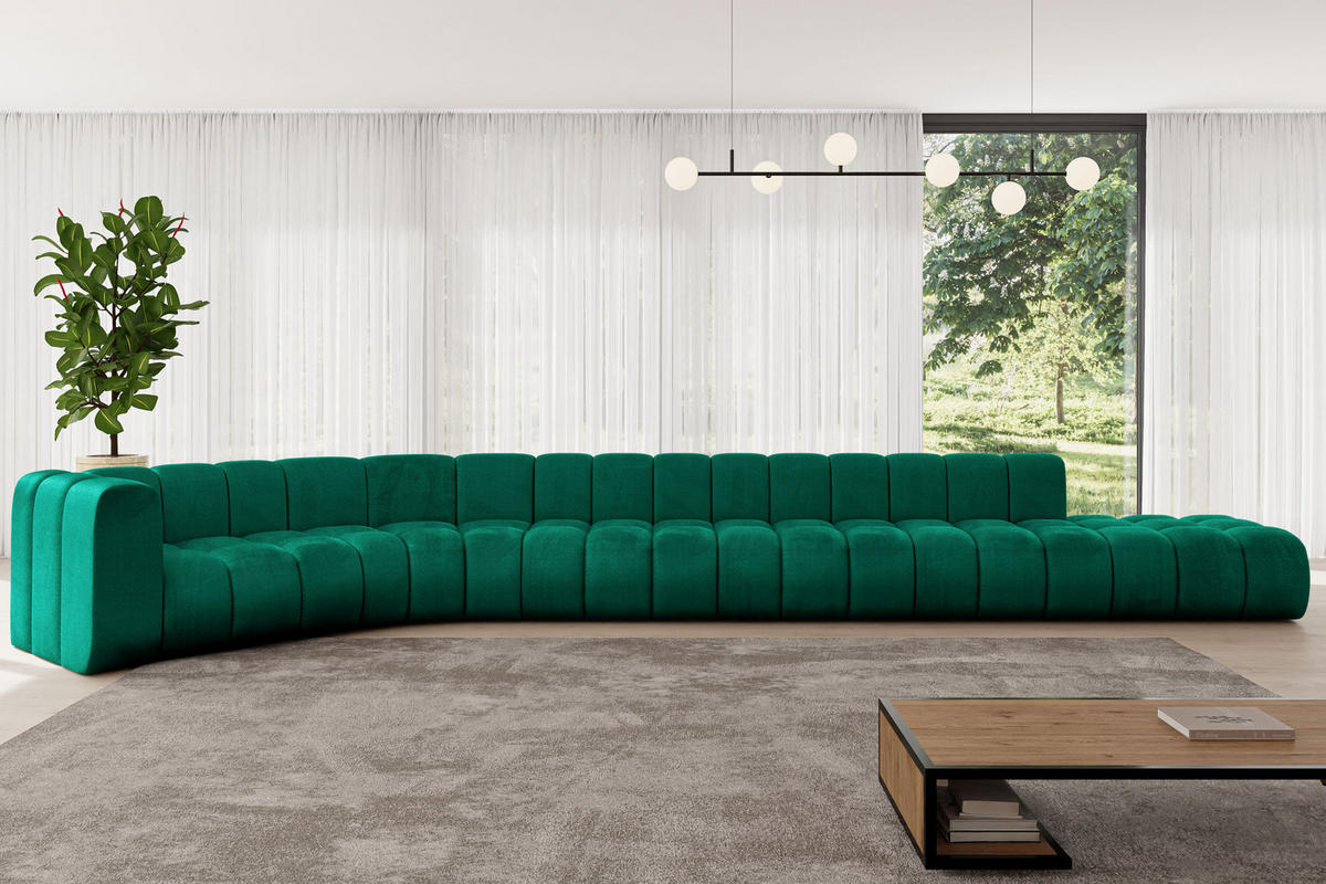 ECKSOFA modulares Sofa Tilmo-L3 - 581x194x70 cm Grün - Dunkelgrün, Holzwerkstoff/Textil (581/194cm) - ALTDECOR