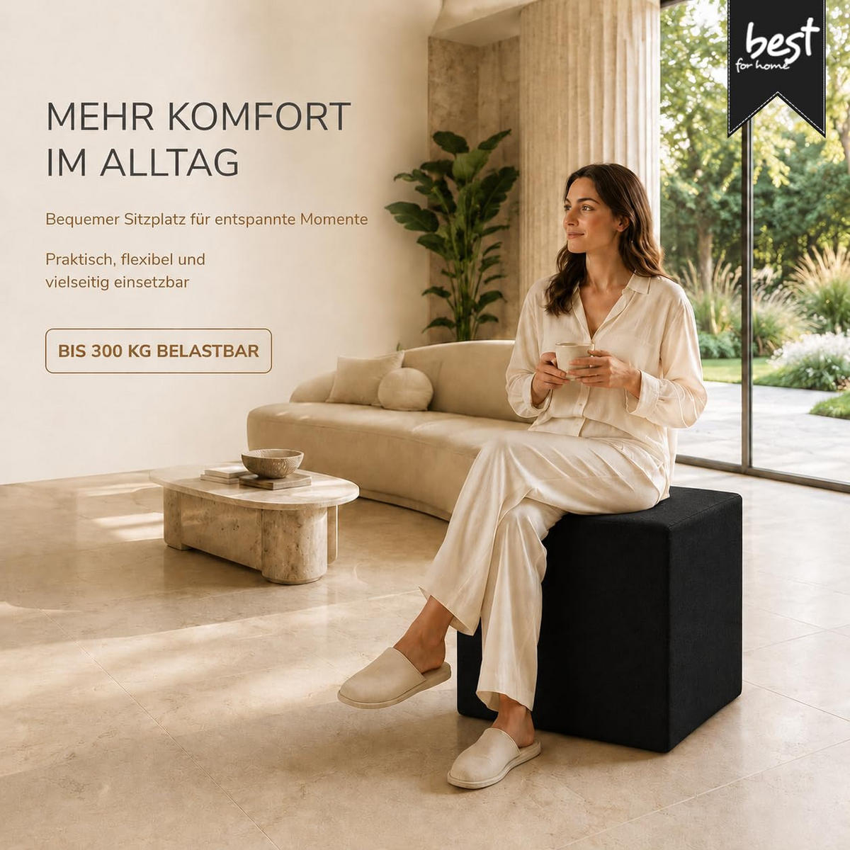 SITZWÜRFEL / Siège Pouf - Noir, 40X40X40 Cm, Assise Rembourrée, Confortable Pour Salon, Chambre Ou Bureau - Schwarz, Textil (41/41/40cm) - Best For Home