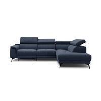 ECKSOFA FIERO 5-Sitzer mit 1 Relaxfunktion, dunkelblau - Dunkelblau, Holzwerkstoff/Textil (290/228cm) - Courtois Laville