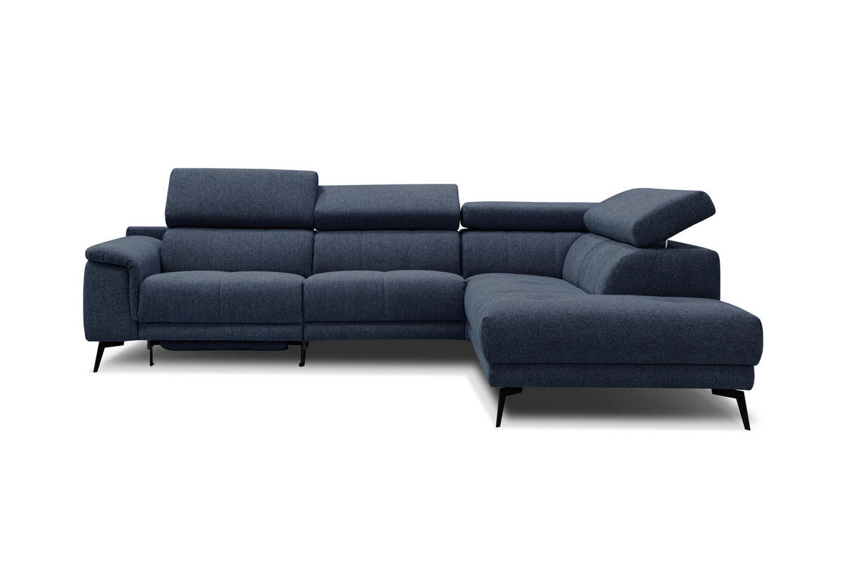 ECKSOFA FIERO 5-Sitzer mit 1 Relaxfunktion, dunkelblau - Dunkelblau, Holzwerkstoff/Textil (290/228cm) - Courtois Laville
