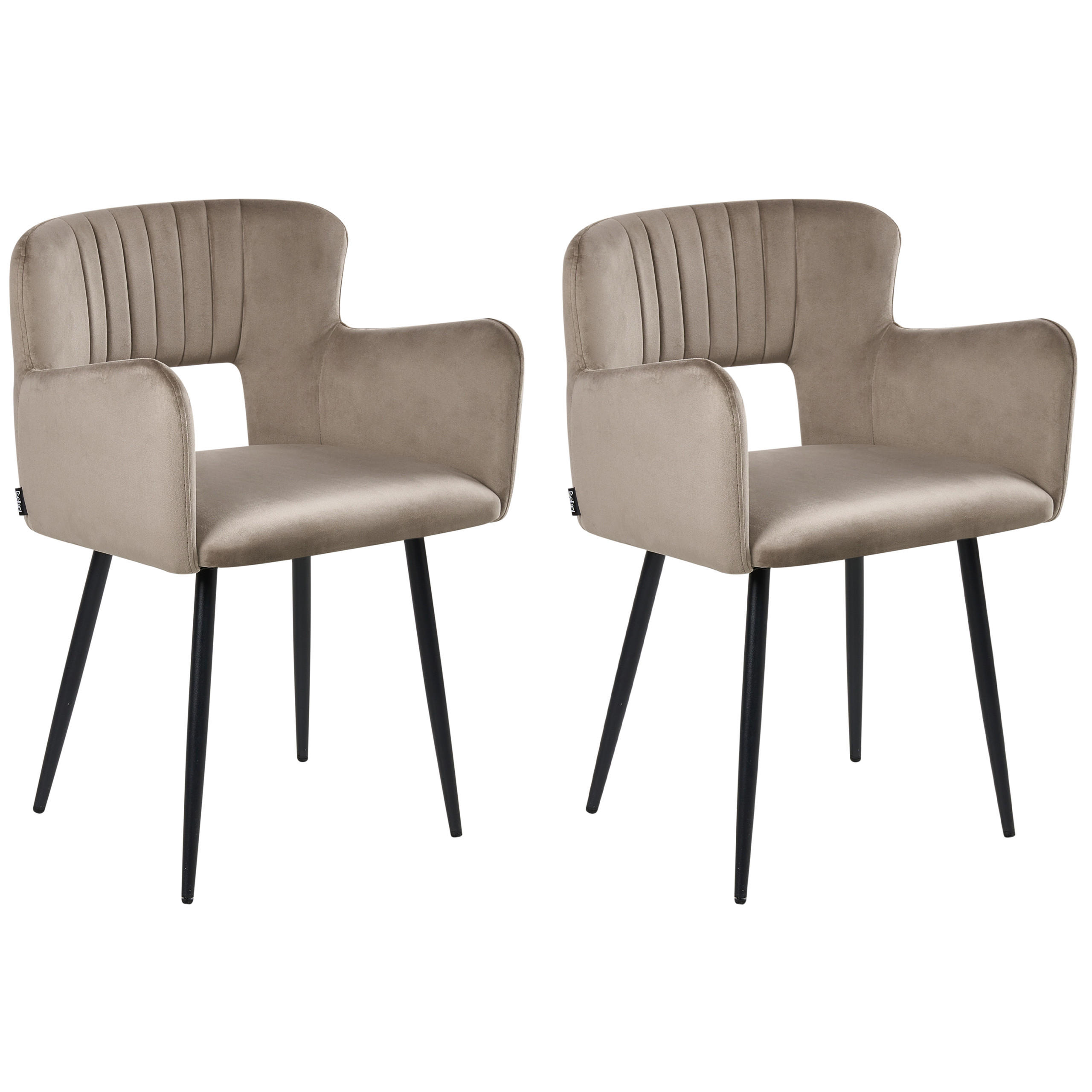 ESSZIMMERSTUHL 2er-Set Samtstoff Taupe Sanilac - Taupe, Textil (54/76/50cm) - Beliani