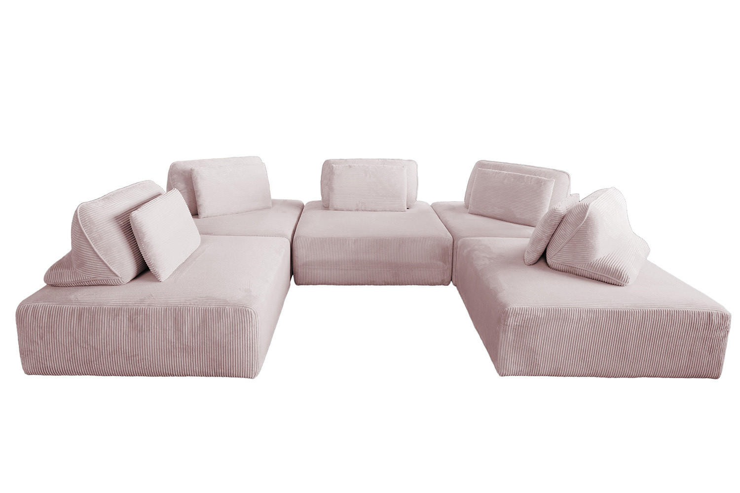 MODULSOFA WIOLO SOFT 5 MODULE 5 KISSEN Pink Cord - Pink/Schwarz, Kunststoff/Textil (333/84/222cm) - KAWOLA
