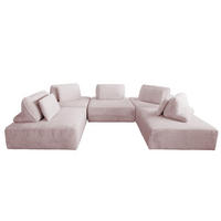 MODULSOFA WIOLO SOFT 5 MODULE 5 KISSEN Pink Cord - Pink/Schwarz, Kunststoff/Textil (333/84/222cm) - KAWOLA