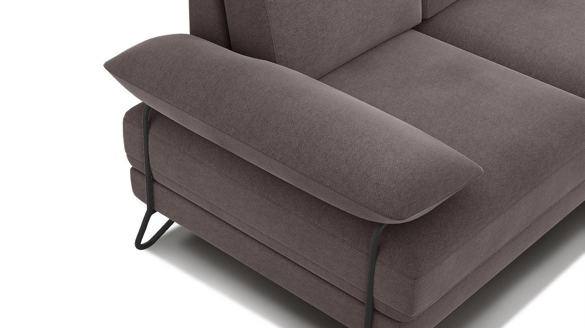 SOFA LORI 2-Sitzer, graubraun - Graubraun/Schwarz, Holzwerkstoff/Textil (185/87/96cm) - Courtois Laville