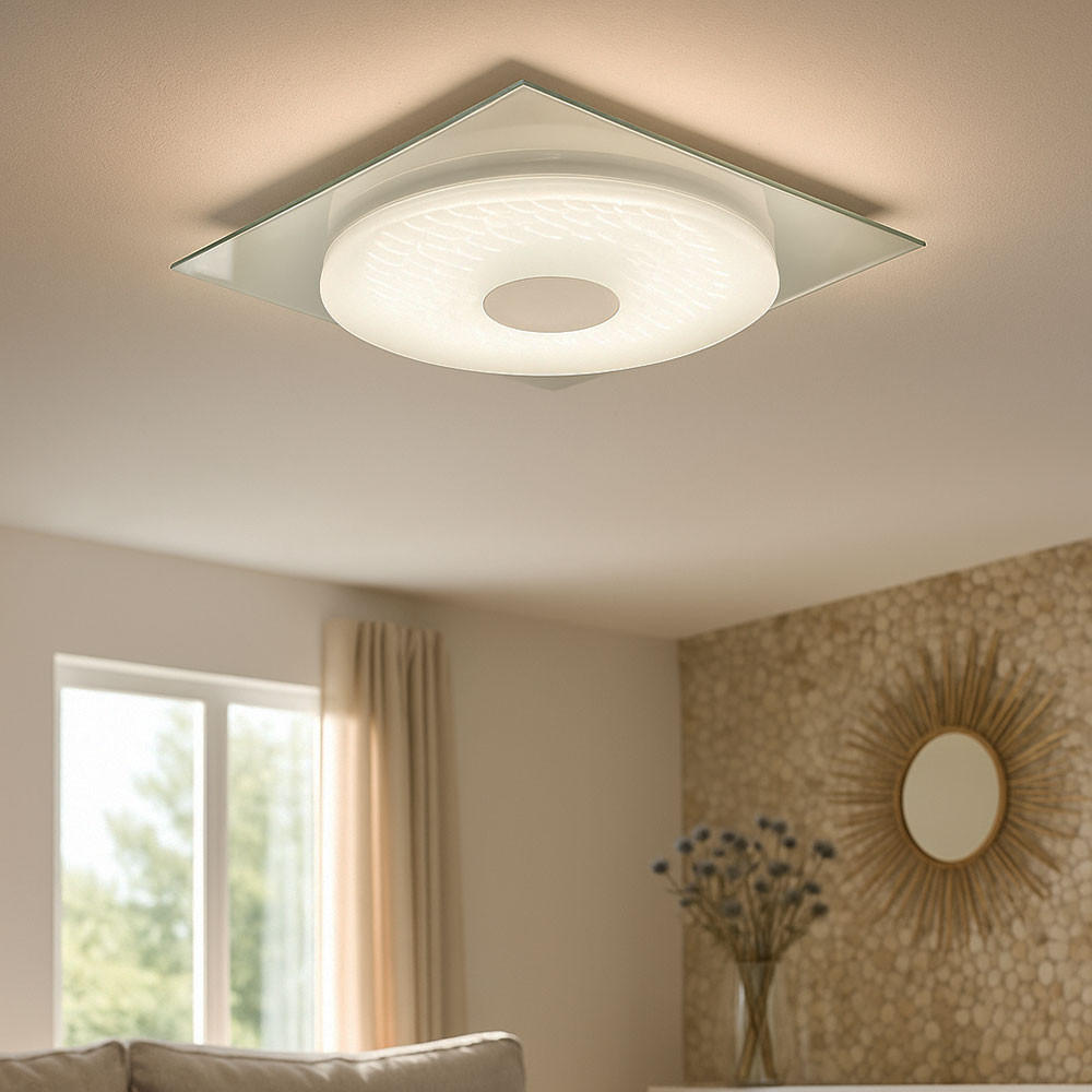 Thumbnail - Globo Lighting Led, Weiß, Metall, 45x5x45 cm, Lampen & Leuchten, LED Beleuchtung, LED-Deckenleuchten