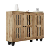 SIDEBOARD 120/32/92 cm mit 3 Türen in Naturfarbe und 8 Fächern - Naturfarben, Holzwerkstoff (120/92/32cm) - BEAOK