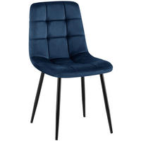 STUHL Samt Dunkelblau - Schwarz/Dunkelblau, Textil/Metall (45/84/55cm) - CLP