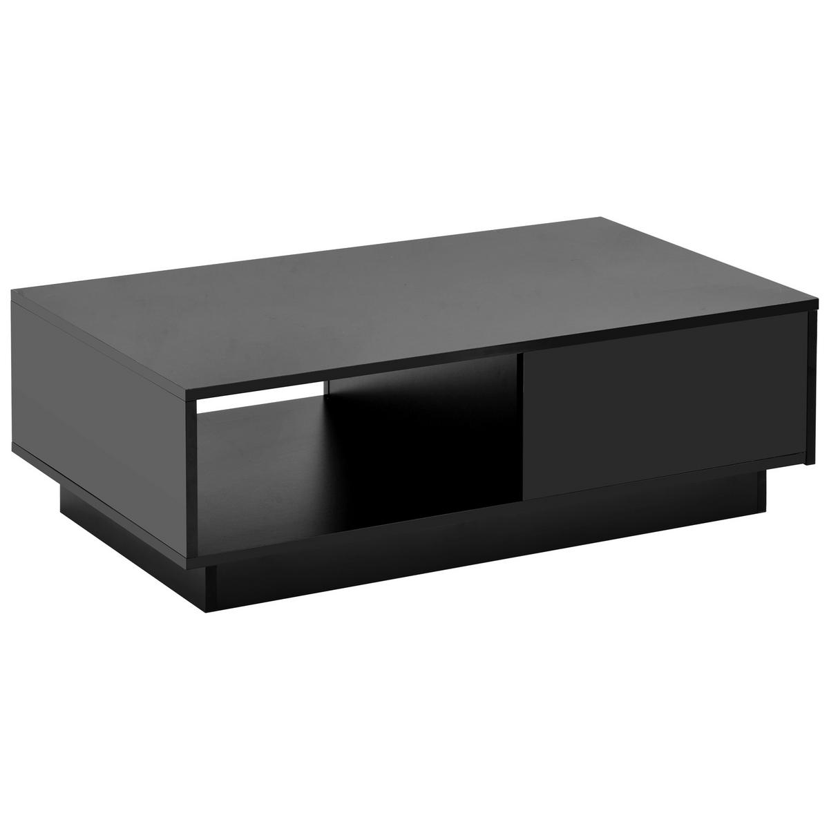 COUCHTISCH 95/55/32 cm in Hochglanz Schwarz mit LED-Beleuchtung - Schwarz, Holzwerkstoff (55/32/95cm) - OKWISH
