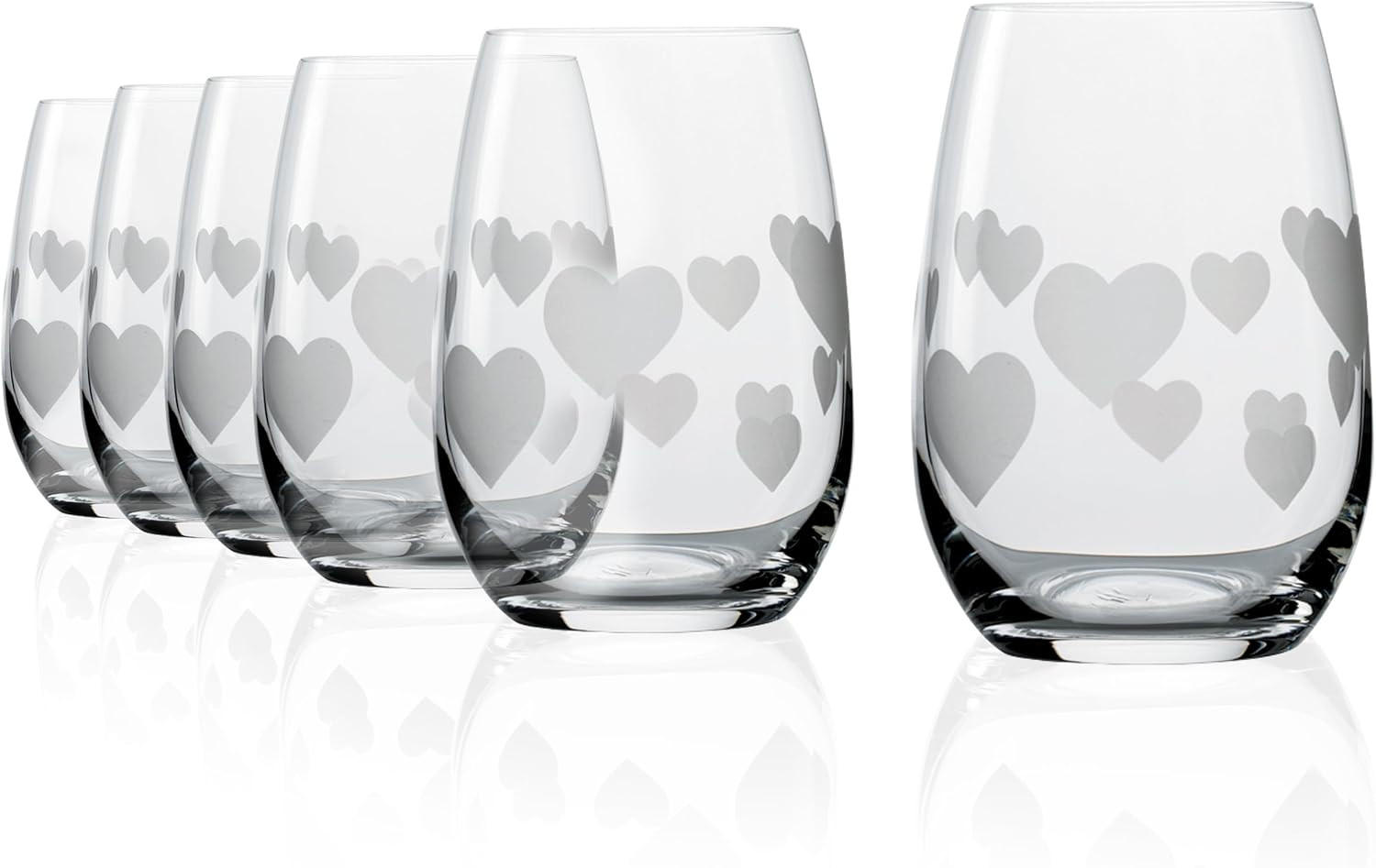BECHER L`Amour satiniertes Herz 6er Set - Transparent, Glas (0.335L) - Stölzle