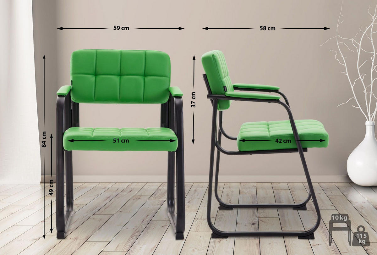 ARMLEHNENSTUHL Lederlook Grün - Grün, Textil/Metall (59/84/58cm) - CLP
