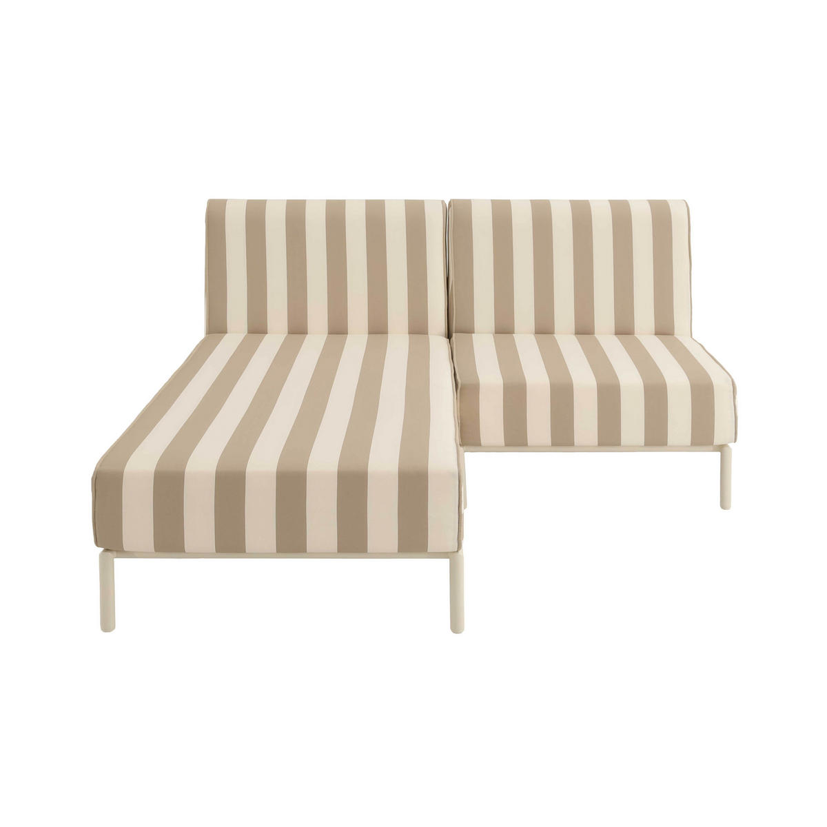 GARTENSOFA mit 2 Sitzplätzen, Beige - Beige, Metall - Oviala