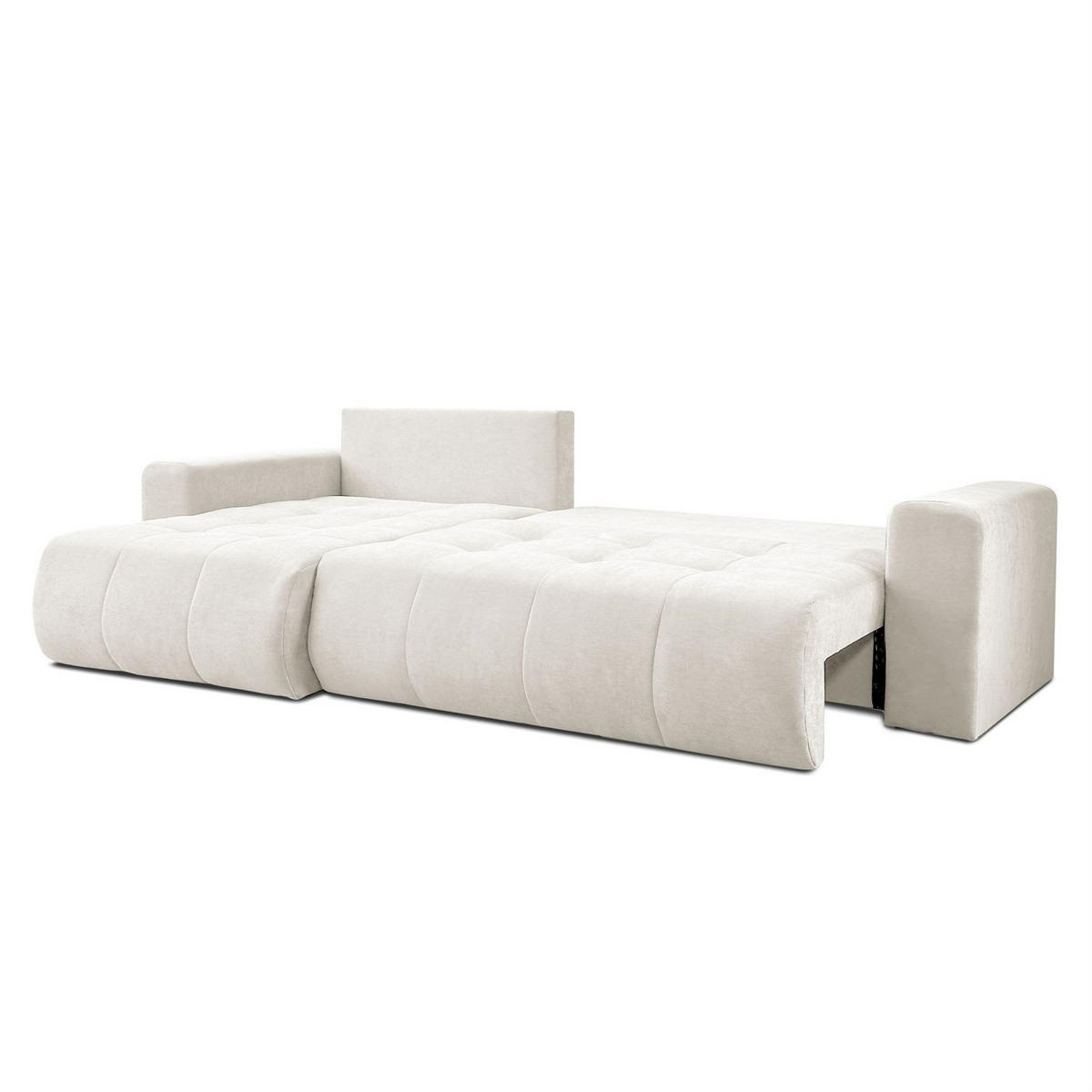 ECKSOFA Gepolstertes CLOUD mit Schlaffunktion und Bettkasten, Wind 02 - Beige, Textil (277/143cm) - Lookway