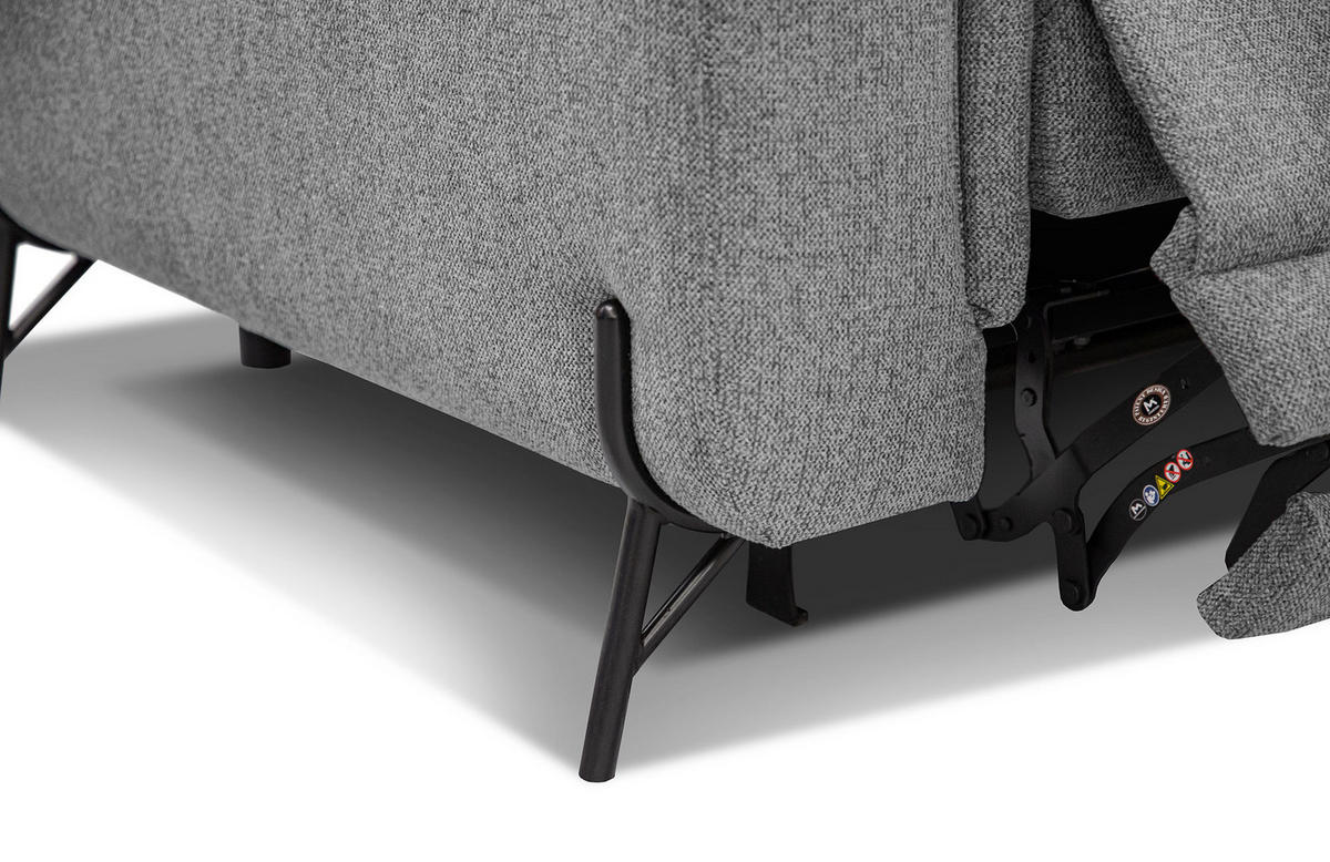 SOFA AVENA 3-Sitzer mit 2 Relaxfunktionen, grau - Grau, Holzwerkstoff/Textil (204/80/108cm) - Courtois Laville