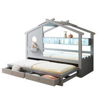 KINDERBETT 90x200 cm Rollbett LED grau - Grau, Holz (90/200cm) - LEBENLANG