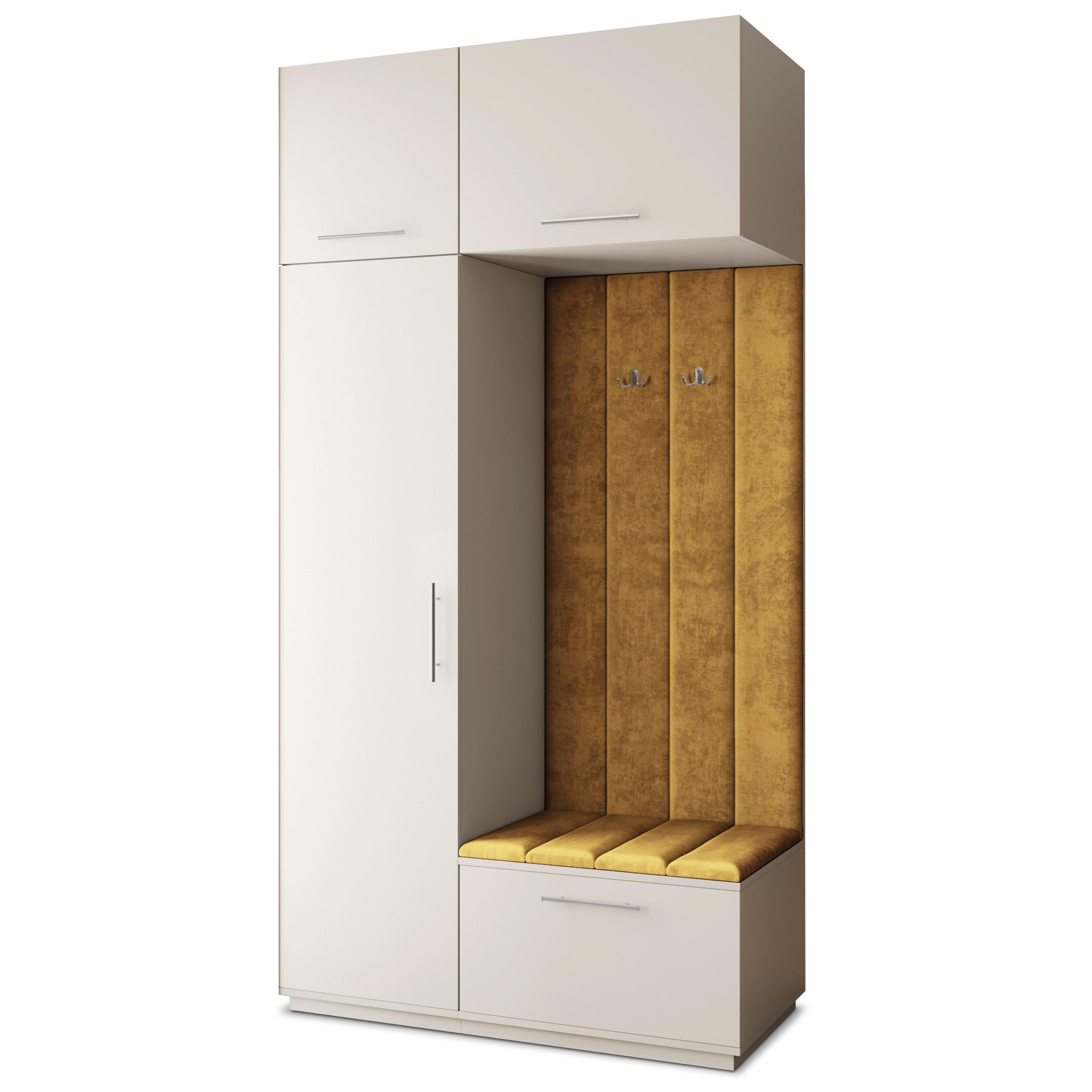 GARDEROBENSCHRANK REMA 120/240/60 cm Modern Garderobe-Set Kaschmir - Kaschmir/Gelb, Holzwerkstoff (120/240/60cm) - MASSENO