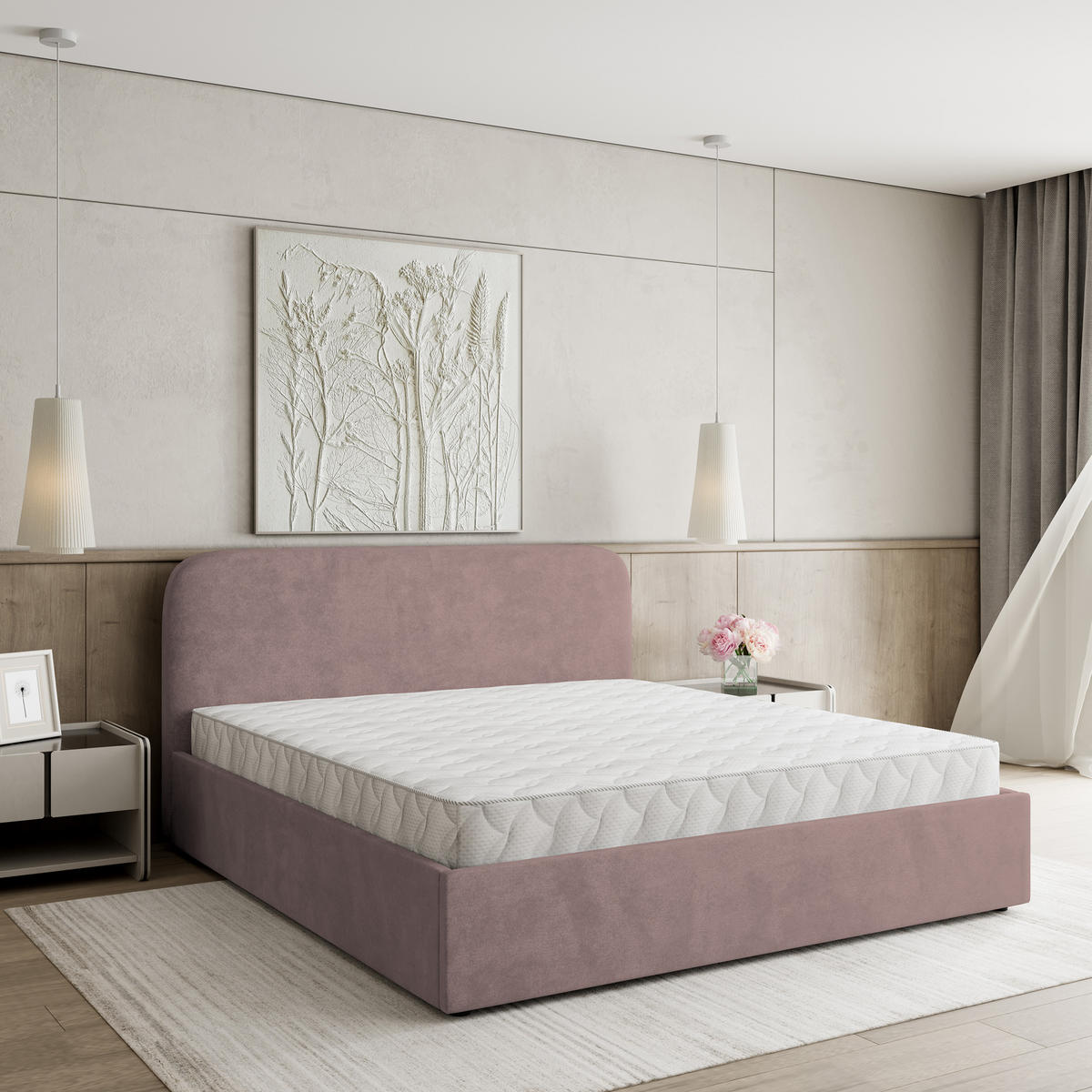 POLSTERBETT RENIVE 160x200 cm mit Bettkästen - Rosa - Rosa, Holz (160/200cm) - MASSENO