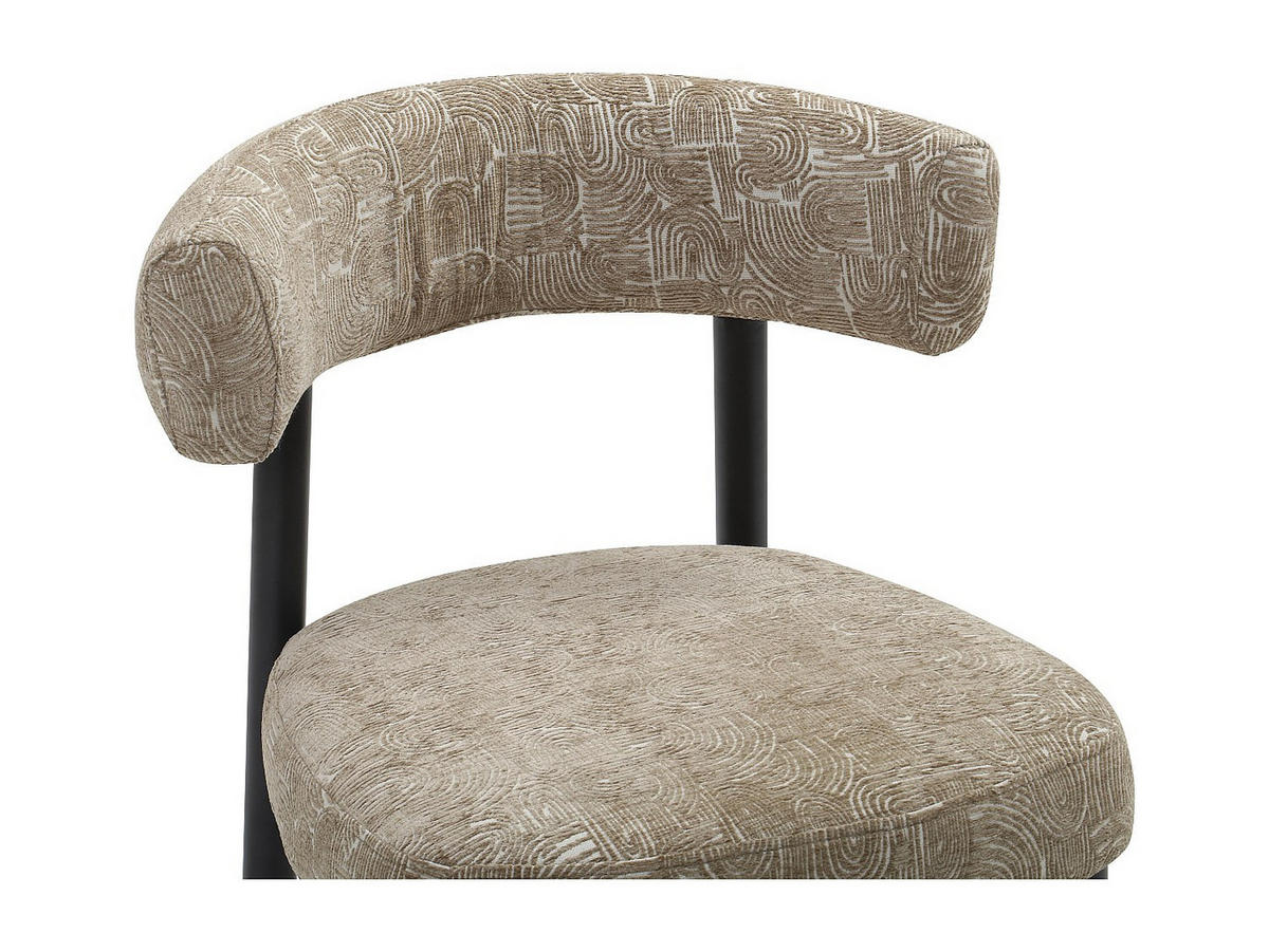 6ER Set Stühle - Strukturstoff & schwarzes Metall - Beige und Weiss - SELORIN - Beige, Textil (58/80/59cm) - Vente-Unique