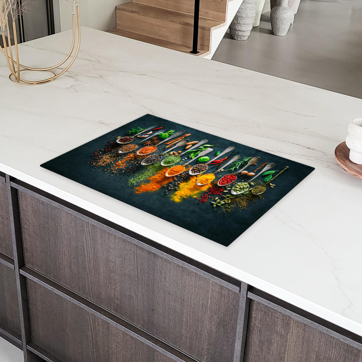HERDABDECKPLATTE Kräuter - Gewürze - Löffel 77x51 cm - Multicolor, Kunststoff (77/0.2/51cm) - MuchoWow
