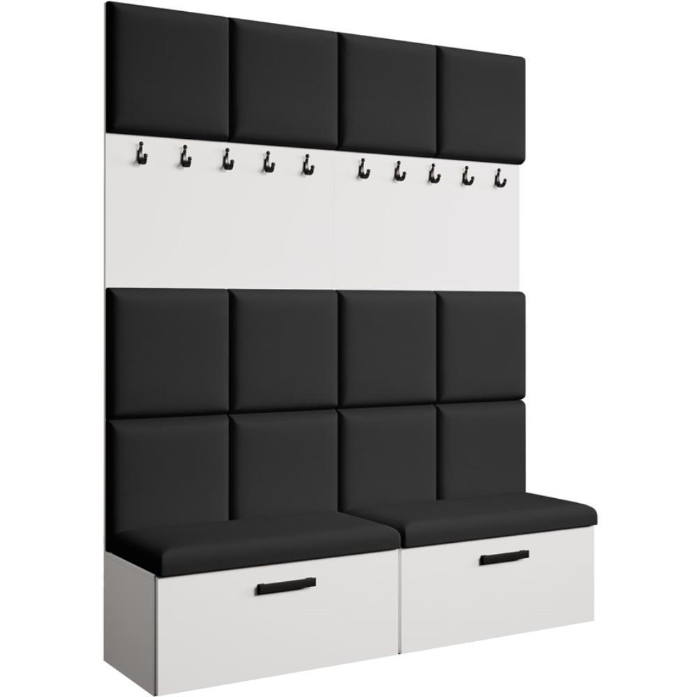 Beautysofa PŘEDSÍŇOVÁ sestava Margaret I+I 162/203/43 s čalouněnými panely a botníkem, bílá