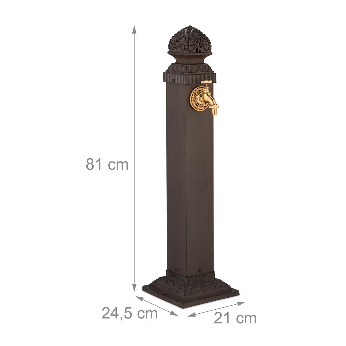 STANDBRUNNEN - Dunkelbraun, Metall (24.5/21/81cm) - Relaxdays