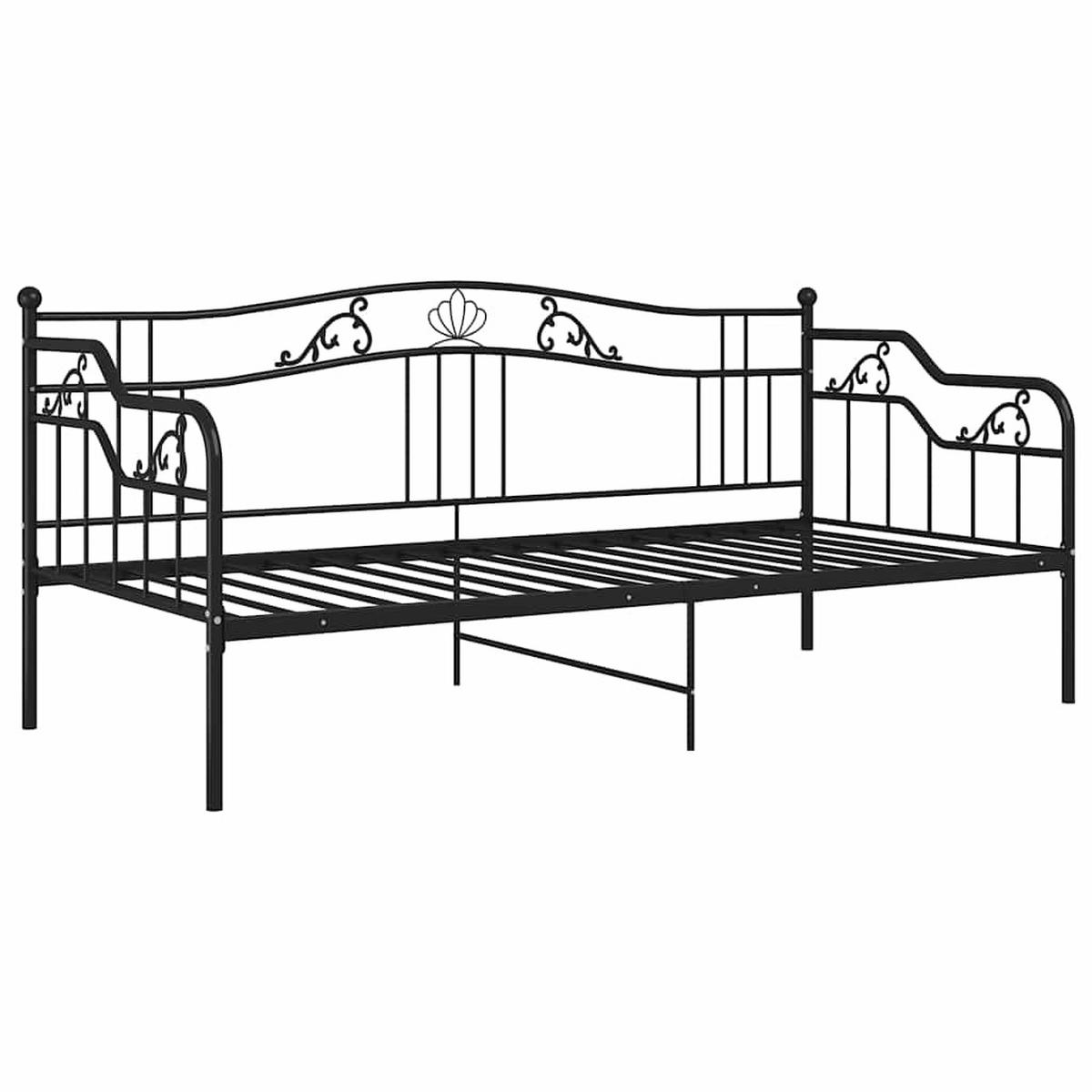 SCHLAFSOFA Bettgestell Schwarz Metall 90/200 Cm - Schwarz, Naturmaterialen (90/200cm) - vidaXL
