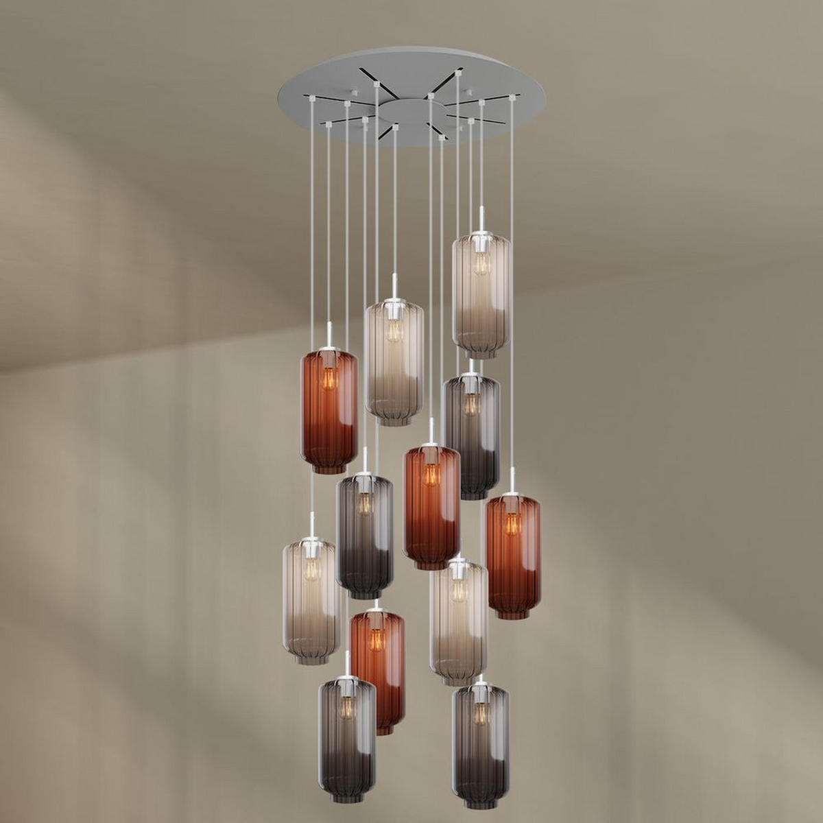 GALERIELEUCHTE Velo 12-flammig Mehrfarbig Ø 18cm - Multicolor/Weiß, Glas (18/18/33cm) - s.luce