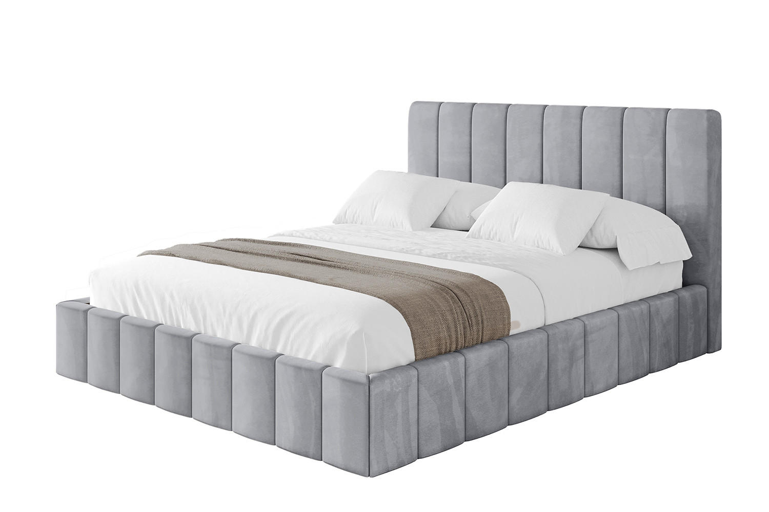 POLSTERBETT mit Bettkasten und Lattenrost, Boxbett ohne Matratze - FINO 160x200 Hellgrau - Hellgrau, Holzwerkstoff/Textil (160/200cm) - ALTDECOR