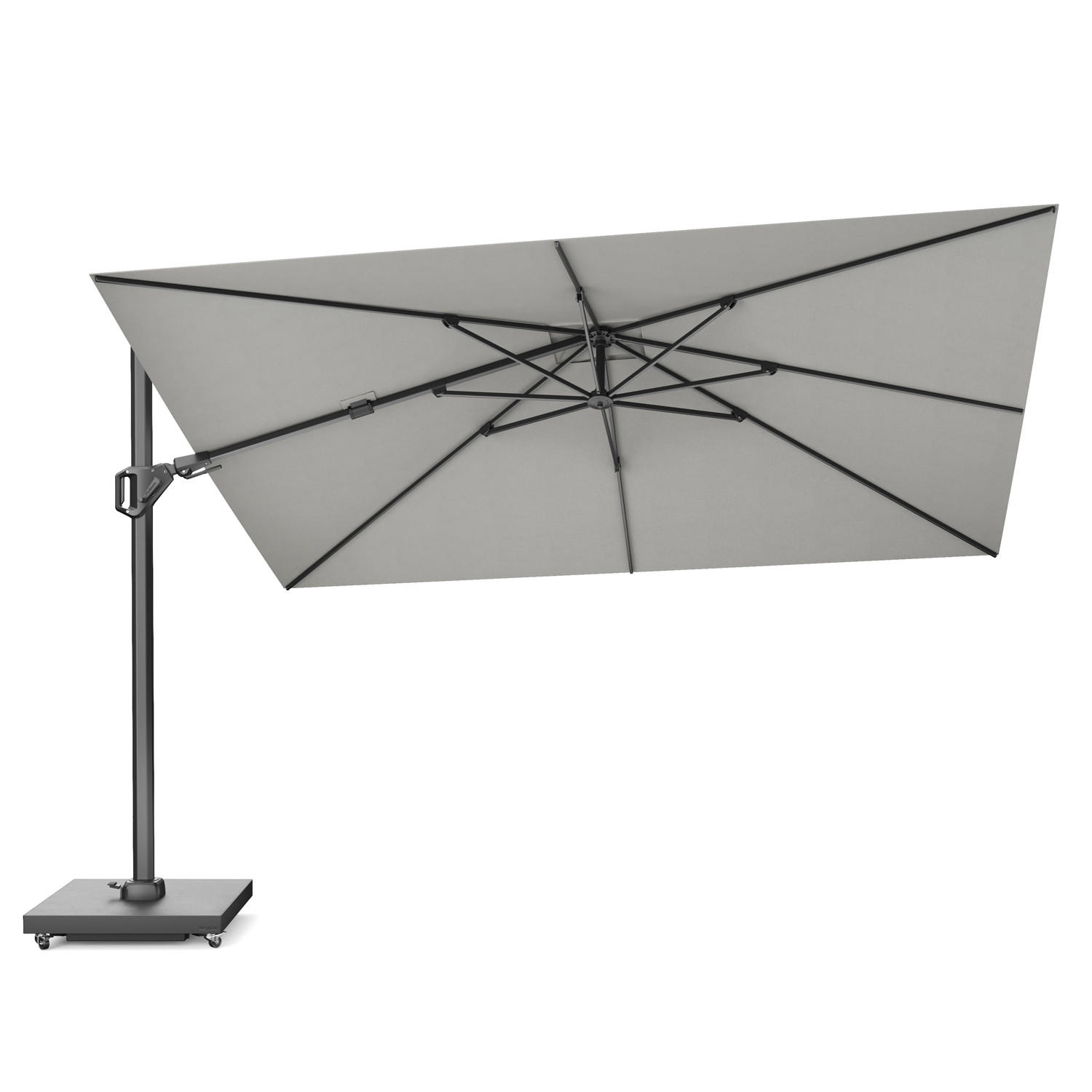 AMPELSCHIRM rechteckig 2.6 x 3.5 m Challenger T² Premium 360° kippbar - Grau, Metall (350/260cm) - Platinum