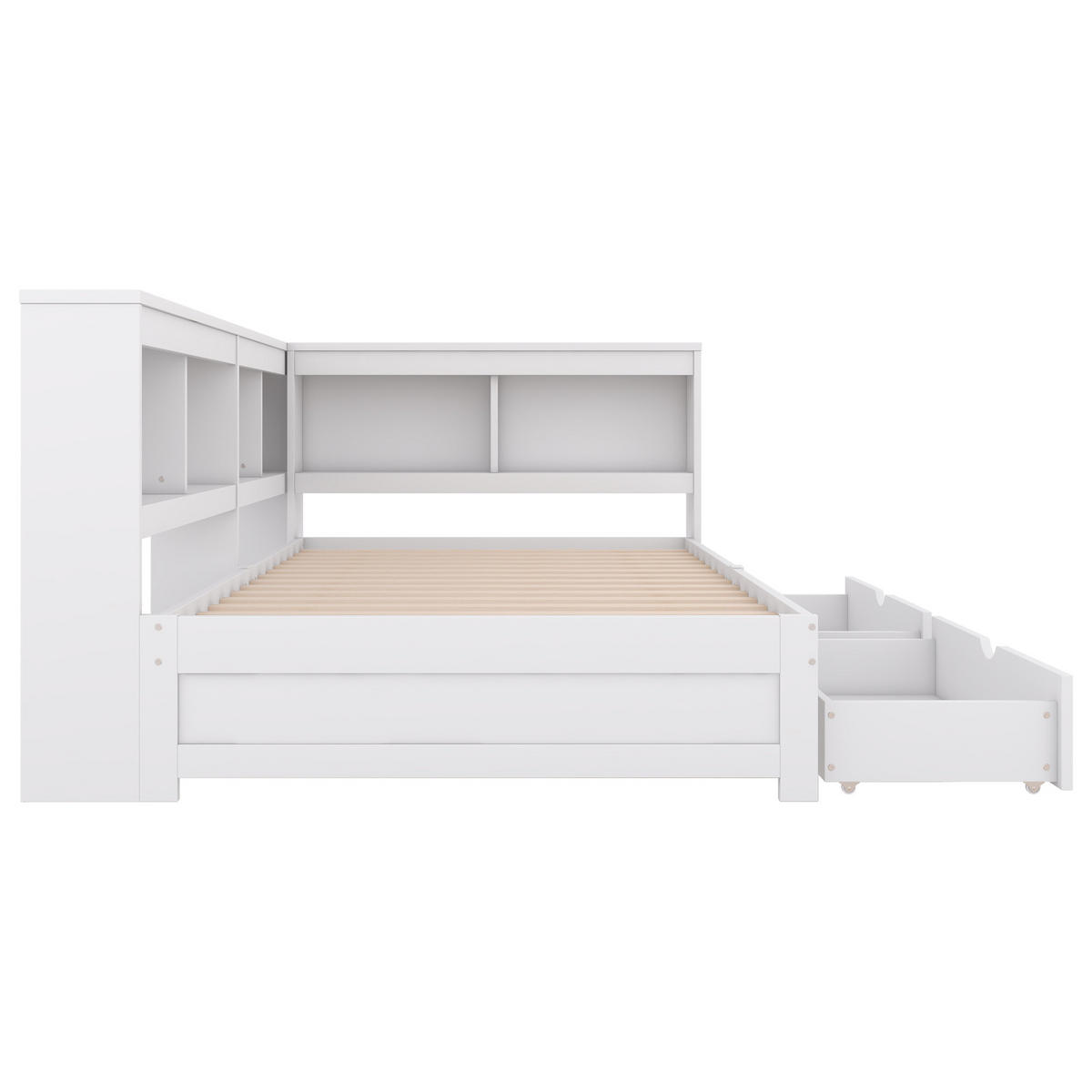 TAGESBETT mit 2 Schubladen 90x200 cm Weiß mit USB und Steckdose - Weiß, Holz (90/200cm) - Meubliv