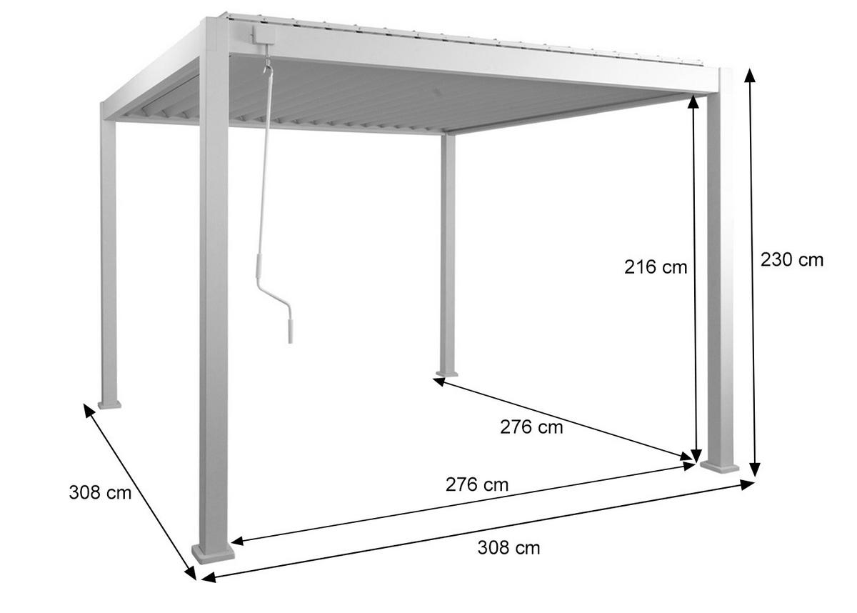 PERGOLA Weiß - Weiß, Metall (308/230/308cm) - MCW