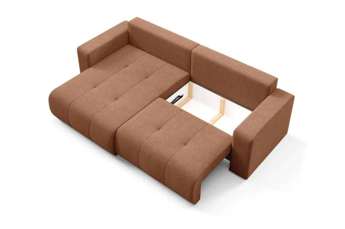 ECKSOFA Augusto - Kupferfarben, Holzwerkstoff/Textil (244/149cm) - Fun Möbel