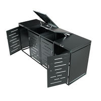 MÜLLTONNENBOX Arel 4er-Set - Anthrazit, Metall (264/116/80cm) - Juskys